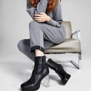 Wild Pair Charlee Lucite Platform Mid Calf Boots Goth Punk Rave, S…